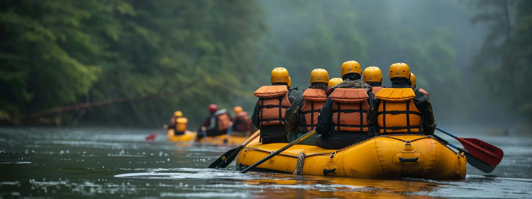 a group of rafters listening attentively to their guide before embarking on the middle ocoee river.