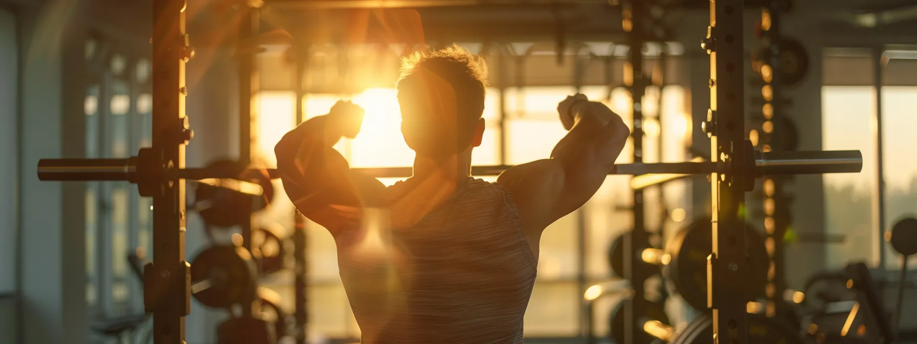 a person working out in a gym, pushing through a challenging exercise with determination and focus.