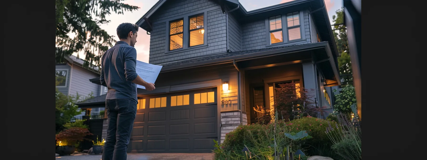 a homeowner holding an elevation certificate while standing in front of their house in zone ae.