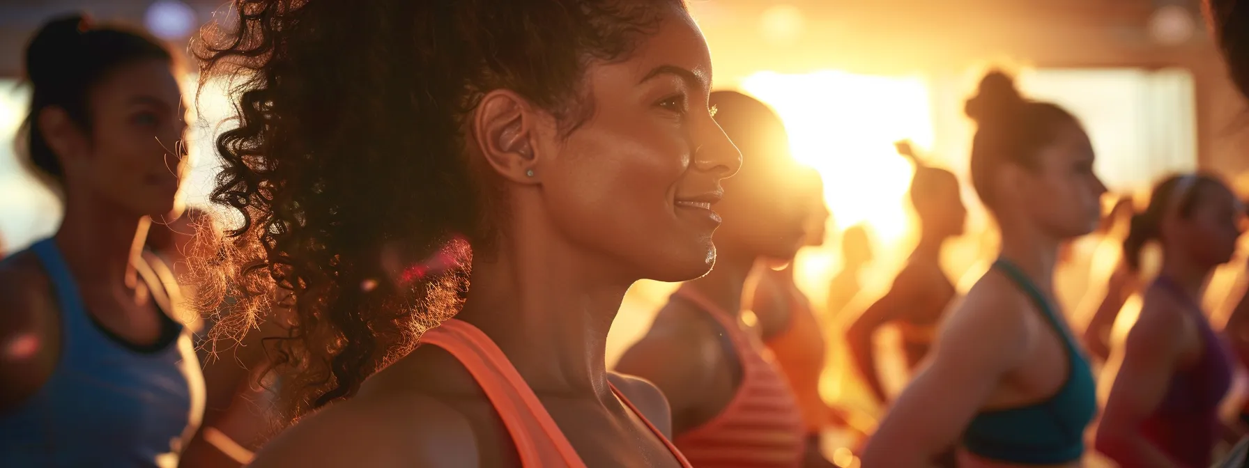 a group of diverse individuals energetically participating in a fitness class, motivating each other to push their physical boundaries.