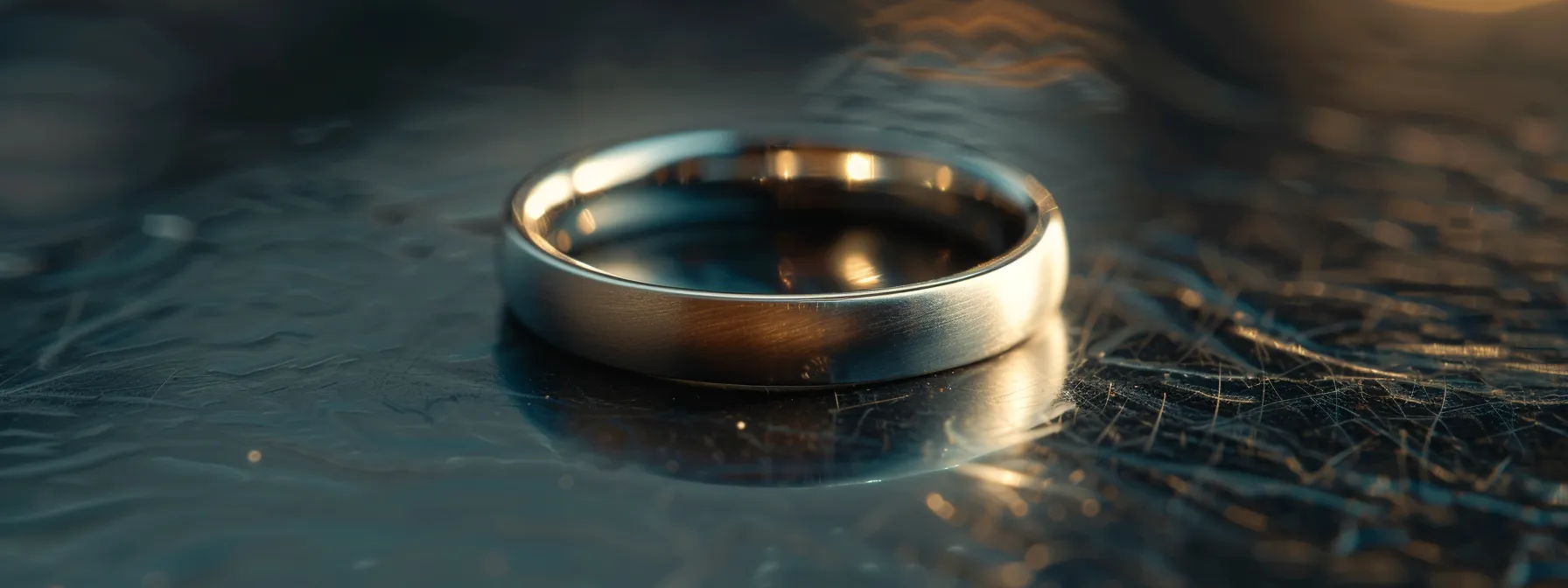 a sleek, modern palladium wedding ring gleaming under soft lighting.