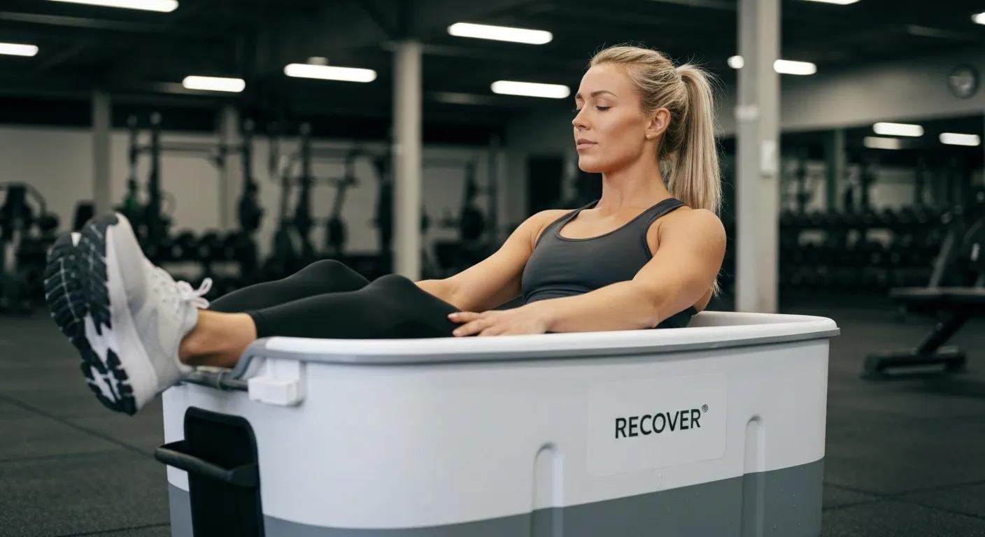 Athlete using the Recover Portable Ice Bath post-workout, demonstrating its effectiveness for muscle recovery