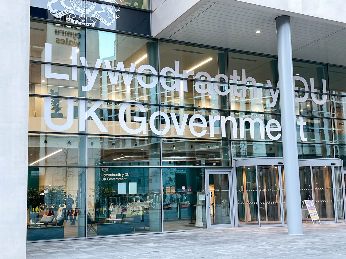 Entrance to the UK Government's new offices in Cardiff city centre