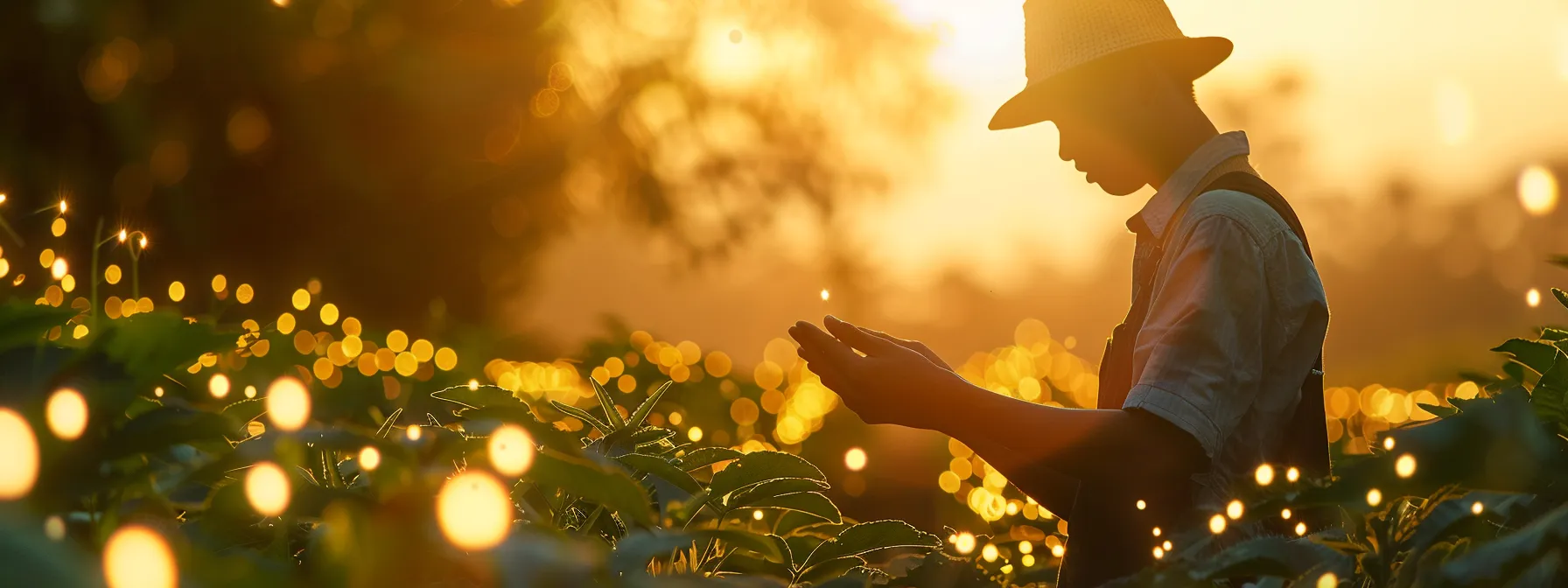 a person using a smart farming technology to monitor and improve crop growth.