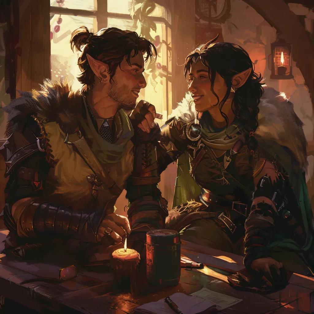 D&D characters engaging in respectful and authentic flirting during a game