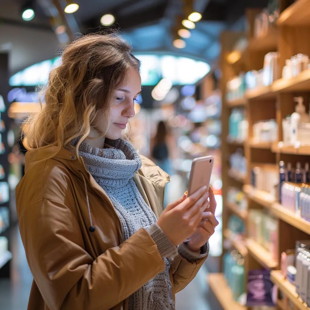 Customer engaging with online reviews while shopping, illustrating the influence of reviews on buying decisions