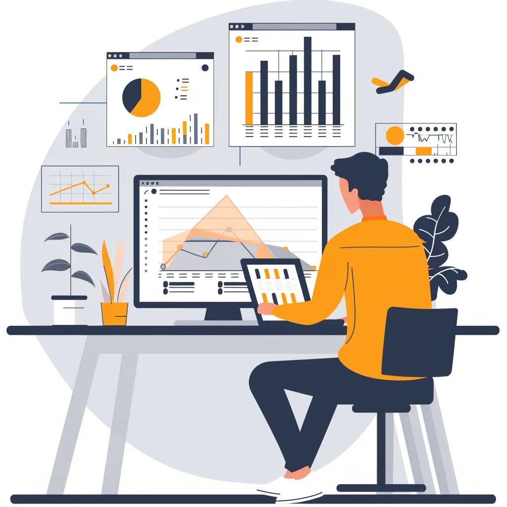 Professional analyzing SEO analytics in a modern office setting