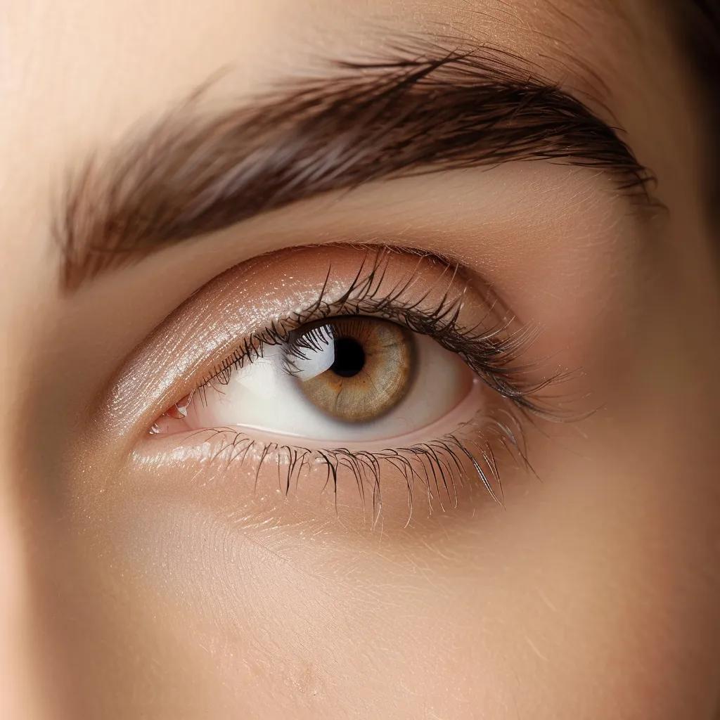 Close-up of perfectly shaped eyebrows after threading, showcasing the precision and beauty of the service