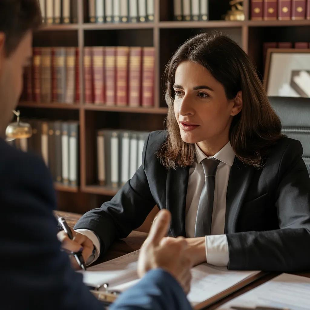 Divorce attorney actively listening to a client, showcasing exceptional communication skills