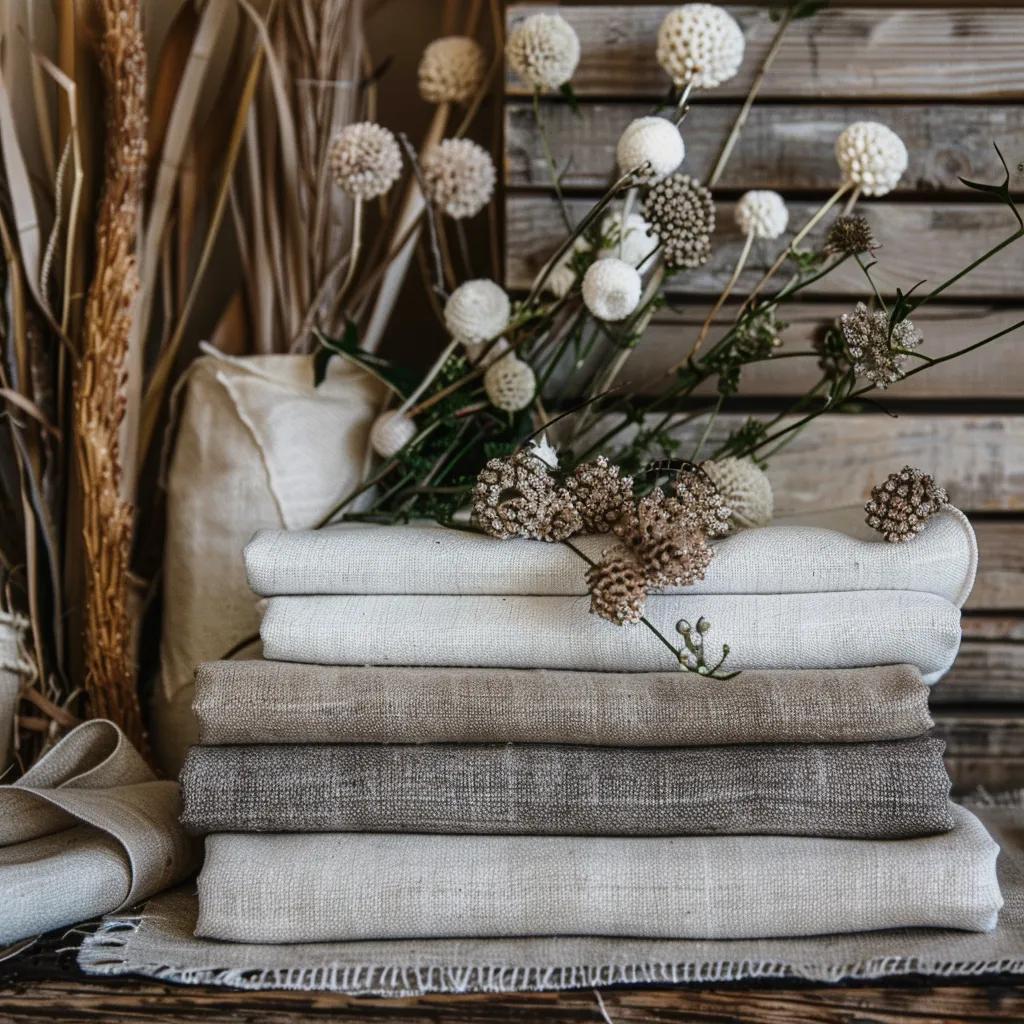 Display of sustainable hospitality fabrics highlighting eco-friendly materials and practices
