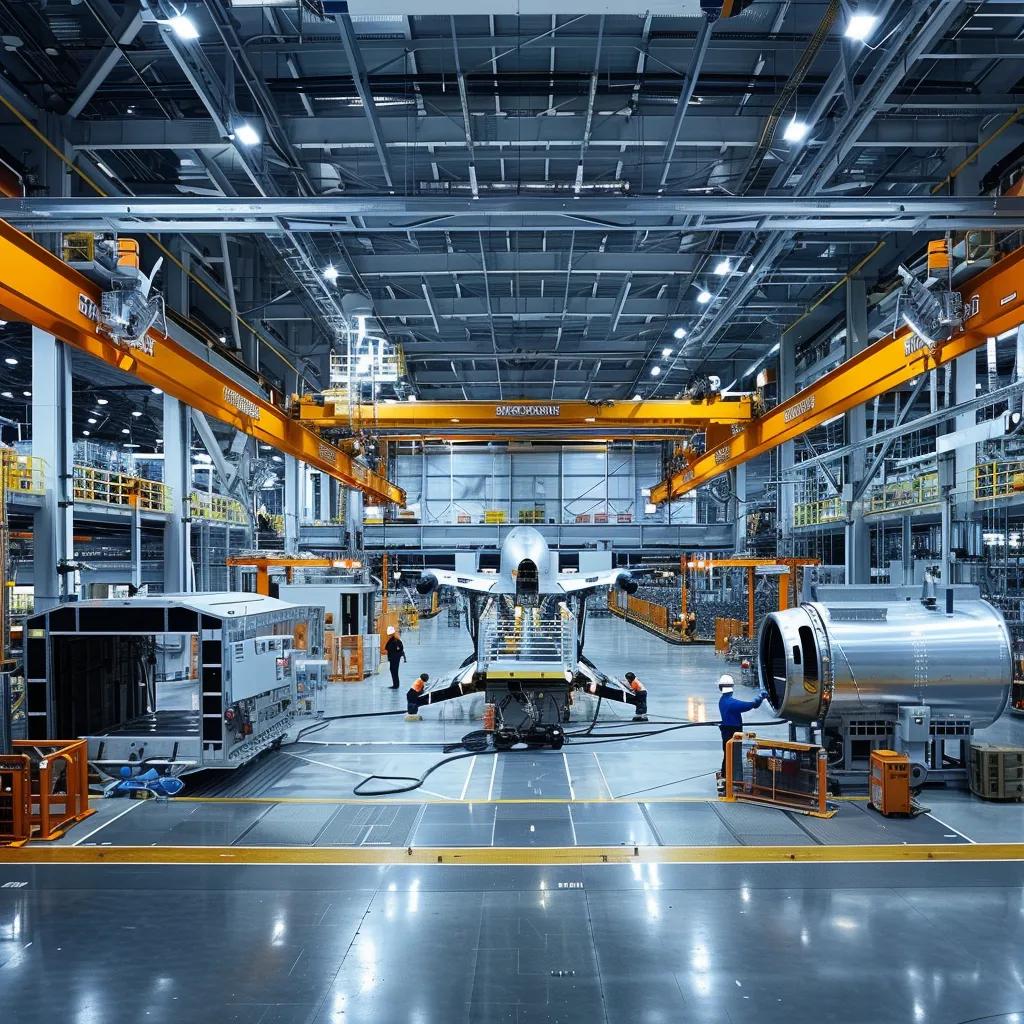 Advanced aerospace manufacturing facility showcasing precision sheet metal fabrication and skilled technicians