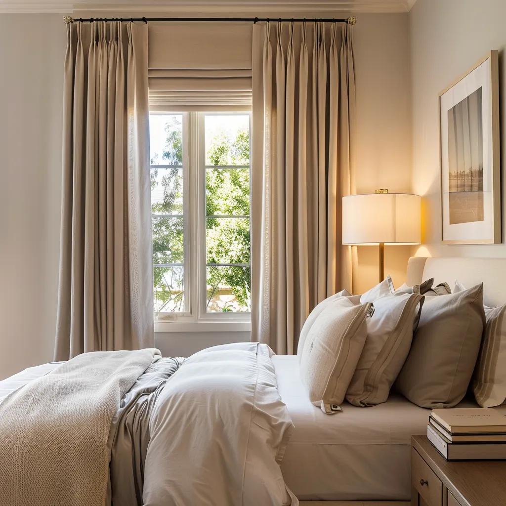 Cozy Los Angeles bedroom with blackout curtains enhancing sleep quality