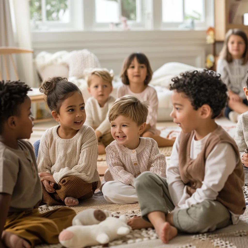 Children participating in role-play activities to develop social-emotional intelligence, demonstrating empathy and cooperation