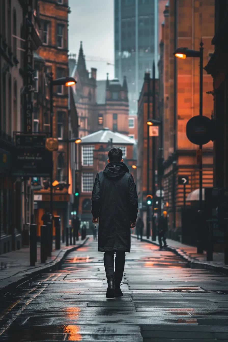 Private investigator observing discreetly in Manchester urban setting