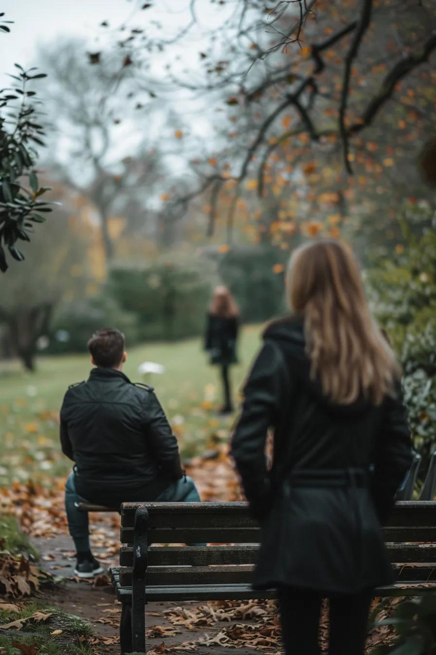 Private investigator observing a couple in a park, representing detective services in Sheffield