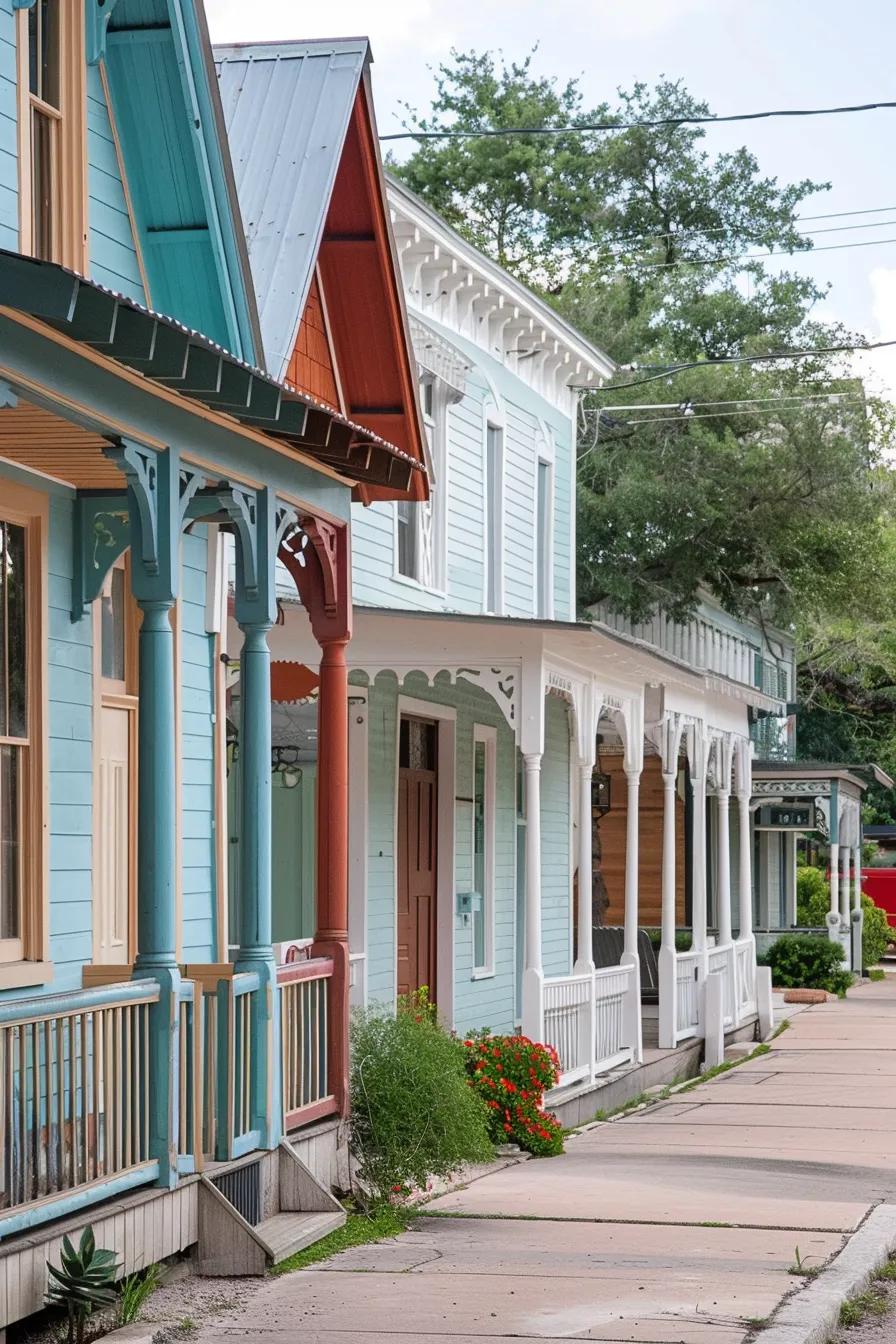 Diverse architectural styles in Fredericksburg TX, showcasing influences on interior paint color selection