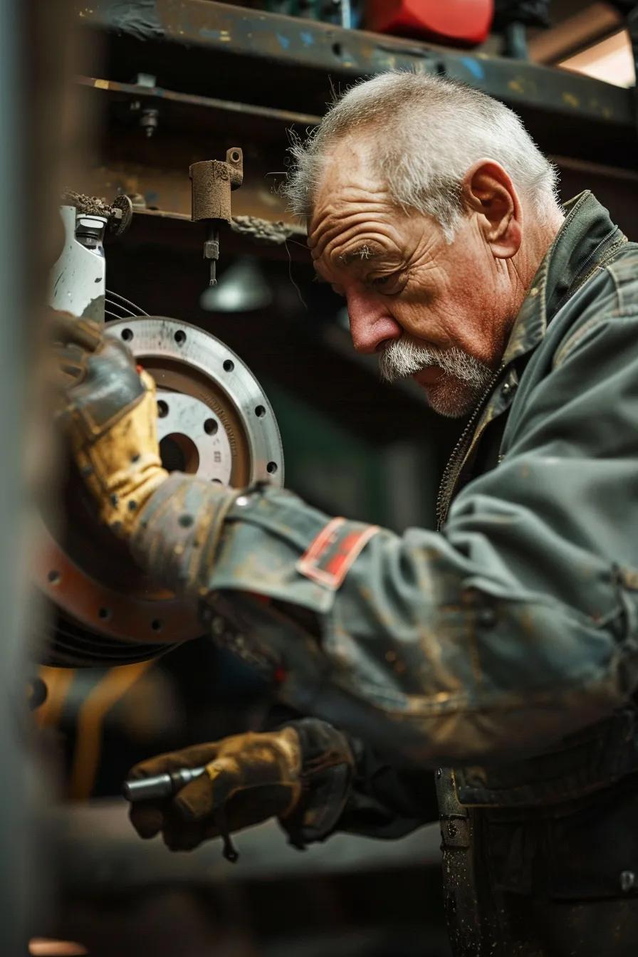 Mechanic carefully inspecting brake components, highlighting the importance of expert brake maintenance