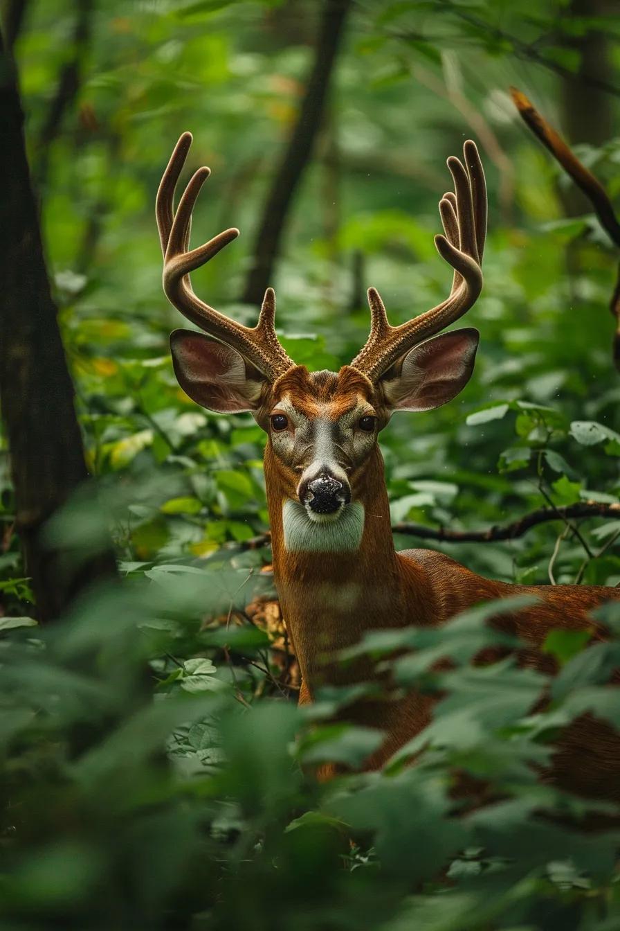 Majestic whitetail deer in a lush Ohio forest, representing trophy hunting