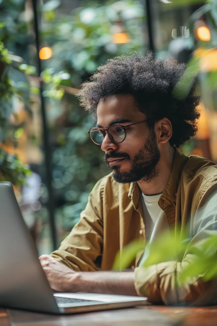 A professional engrossed in educational content, illustrating inbound lead generation in a comfortable setting A professional engrossed in educational content, illustrating inbound lead generation in a comfortable setting