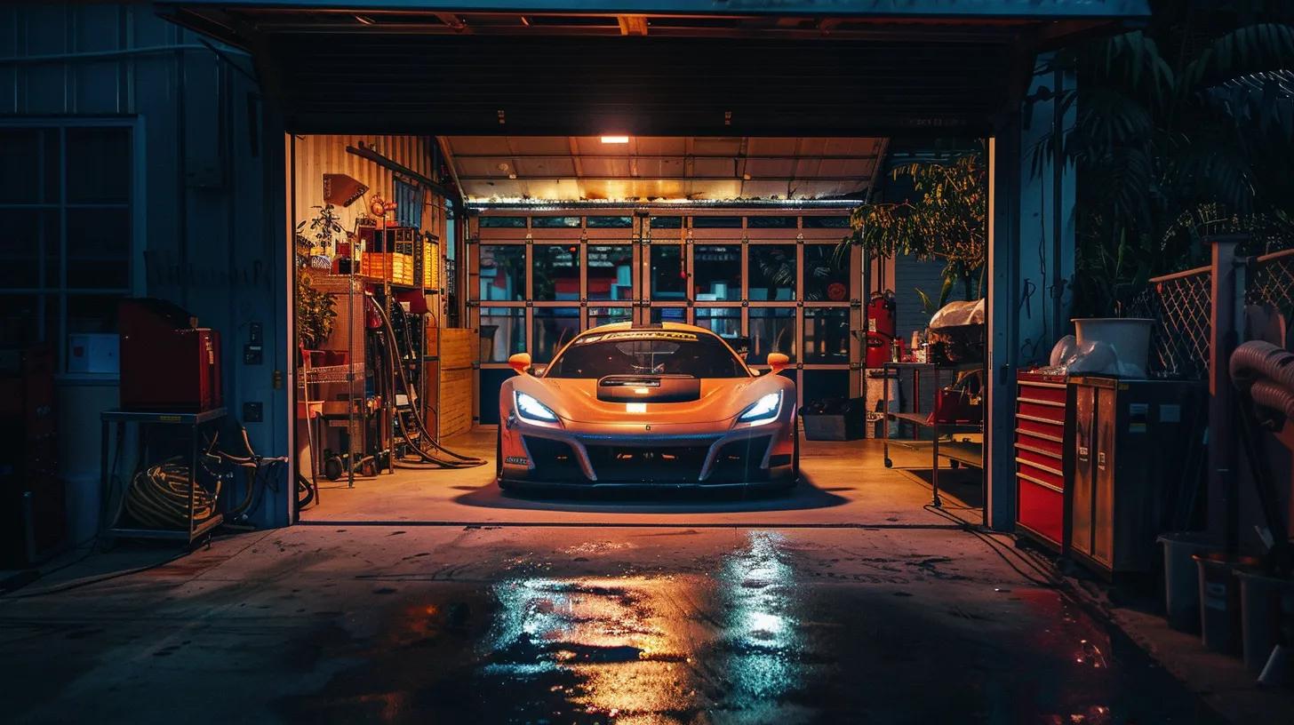 Picture of a car at a garage. no humans, animals or text