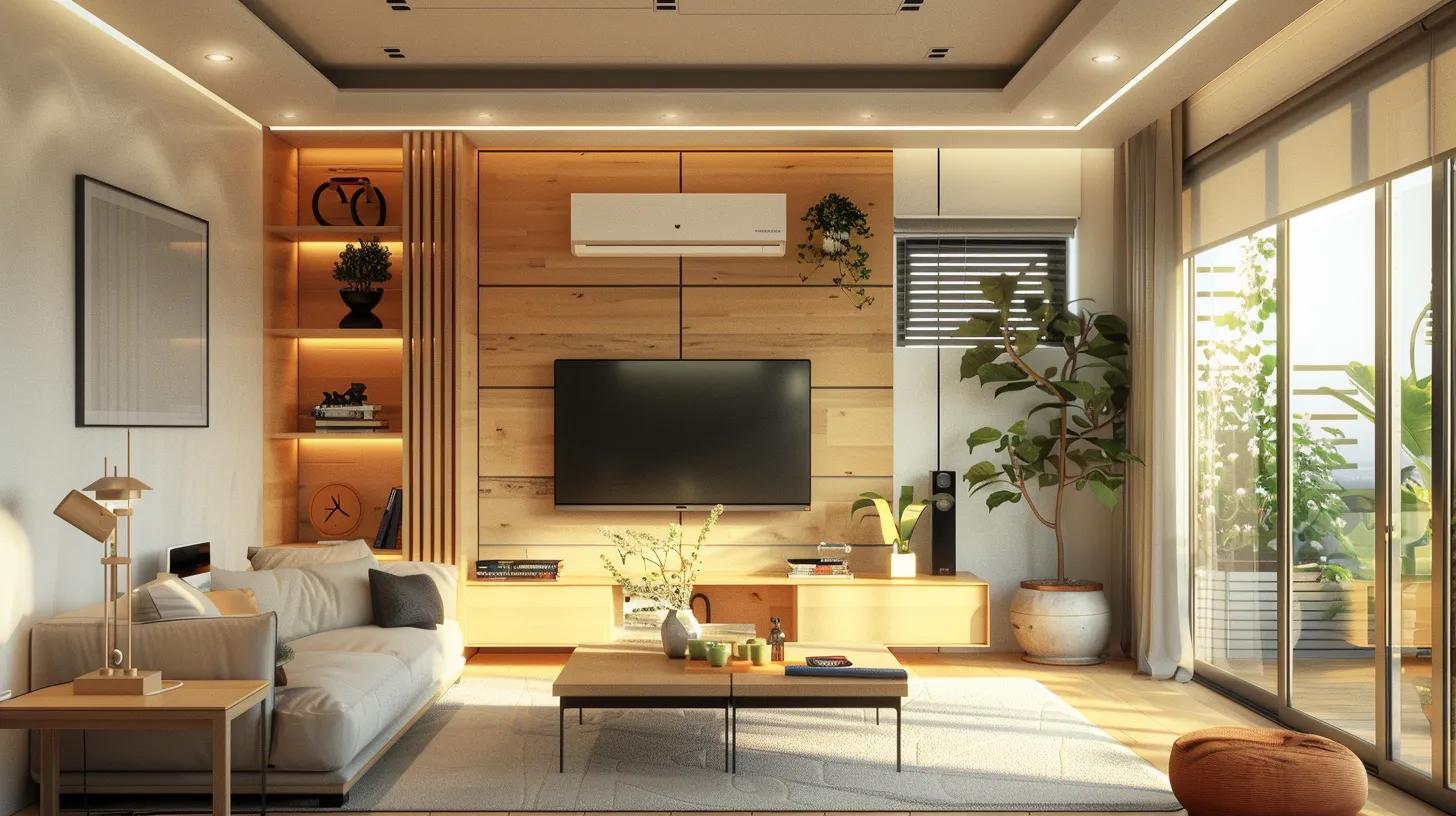 Modern home interior showing various household electronics and wiring elements.