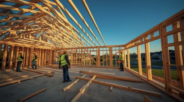Framed new construction home under construction in Northern Virginia Framed new construction home under construction in Northern Virginia