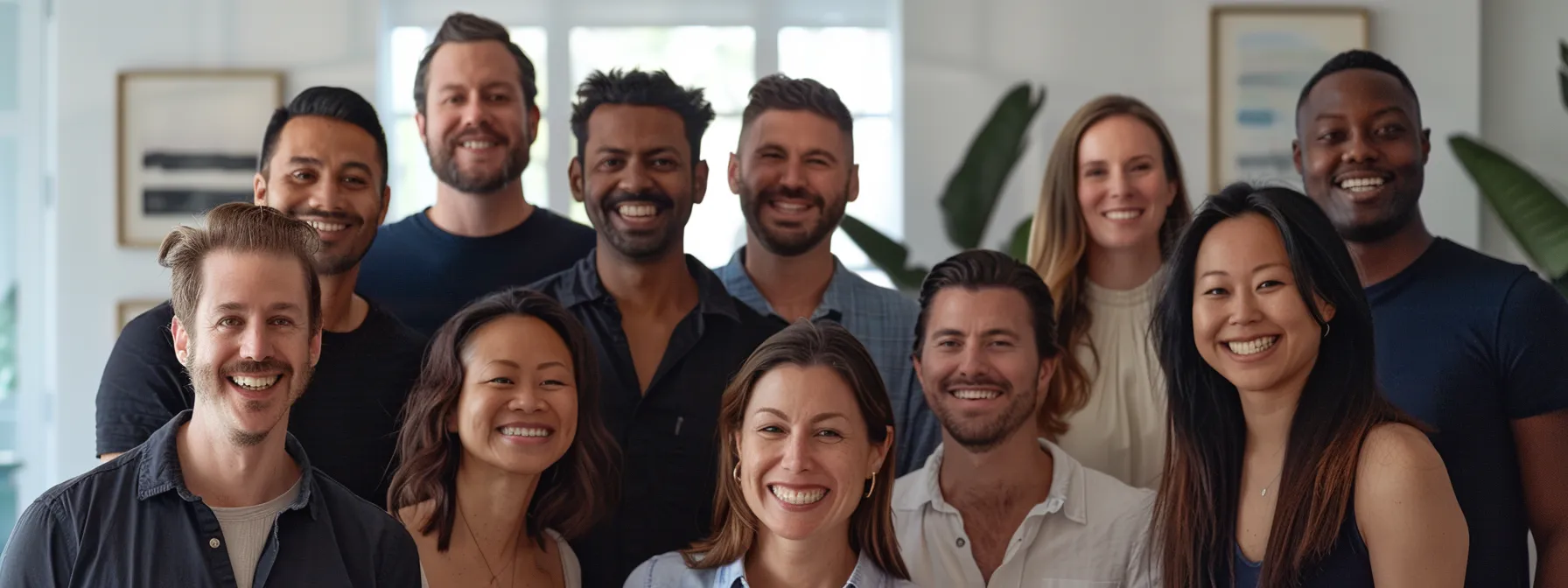 a group of smiling individuals showing off their improved well-being and vitality after following the nutriharmony program.