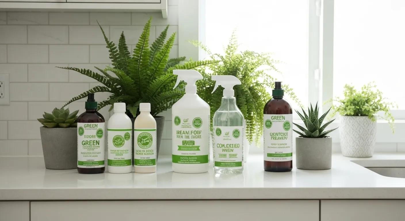 Eco-friendly cleaning products promoting sustainable office cleaning practices