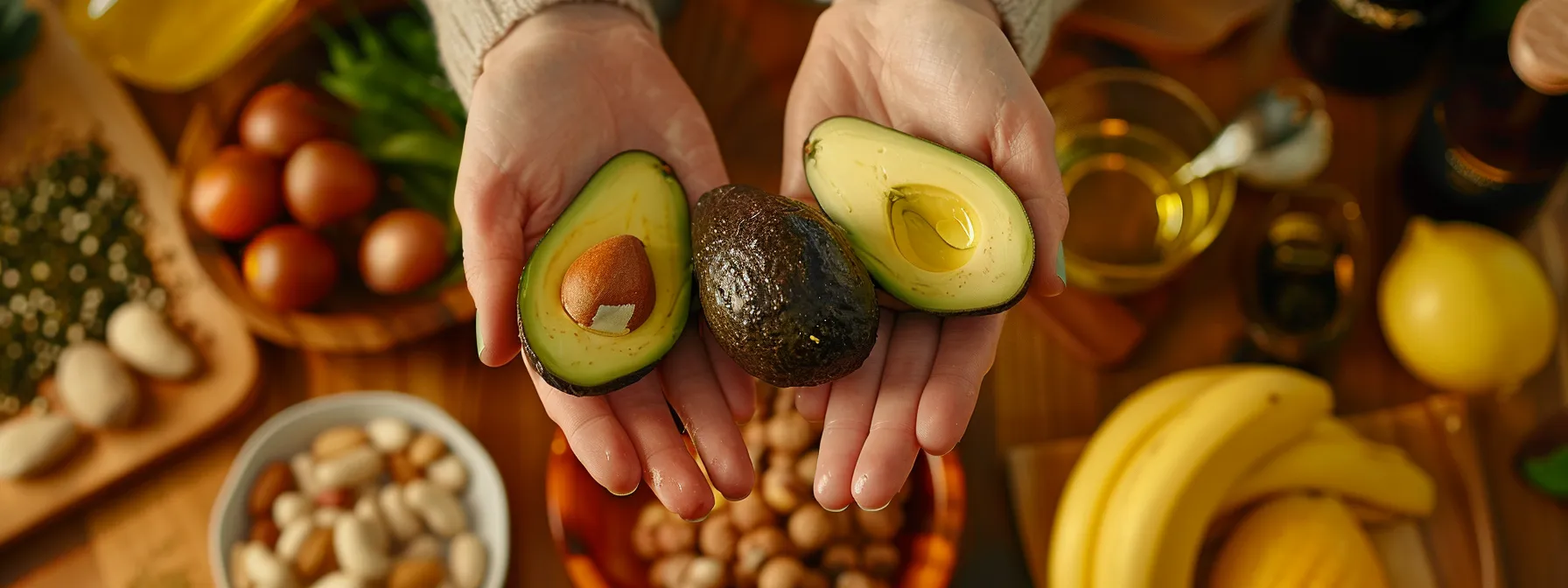 a person choosing between different types of healthy fats to combat high metabolic rate.