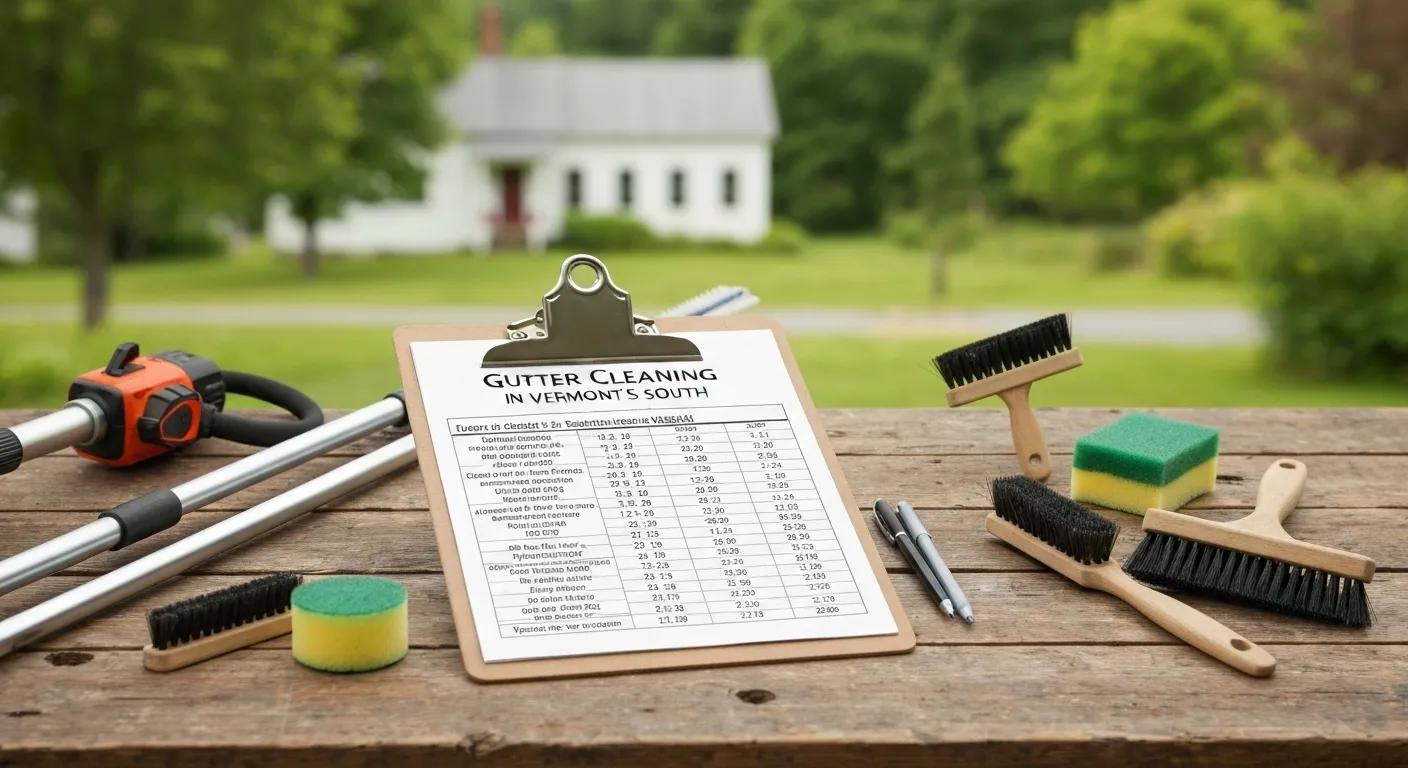 Clipboard with pricing sheet and gutter cleaning tools in Vermont South