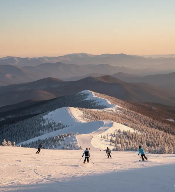 AI-generated image of a snowy ski slope with wide Blue Ridge Mountain views in the background.” AI-generated image of a snowy ski slope with wide Blue Ridge Mountain views in the background.”