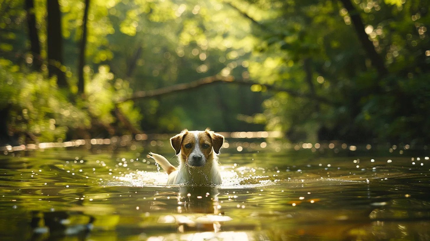 dog in lake