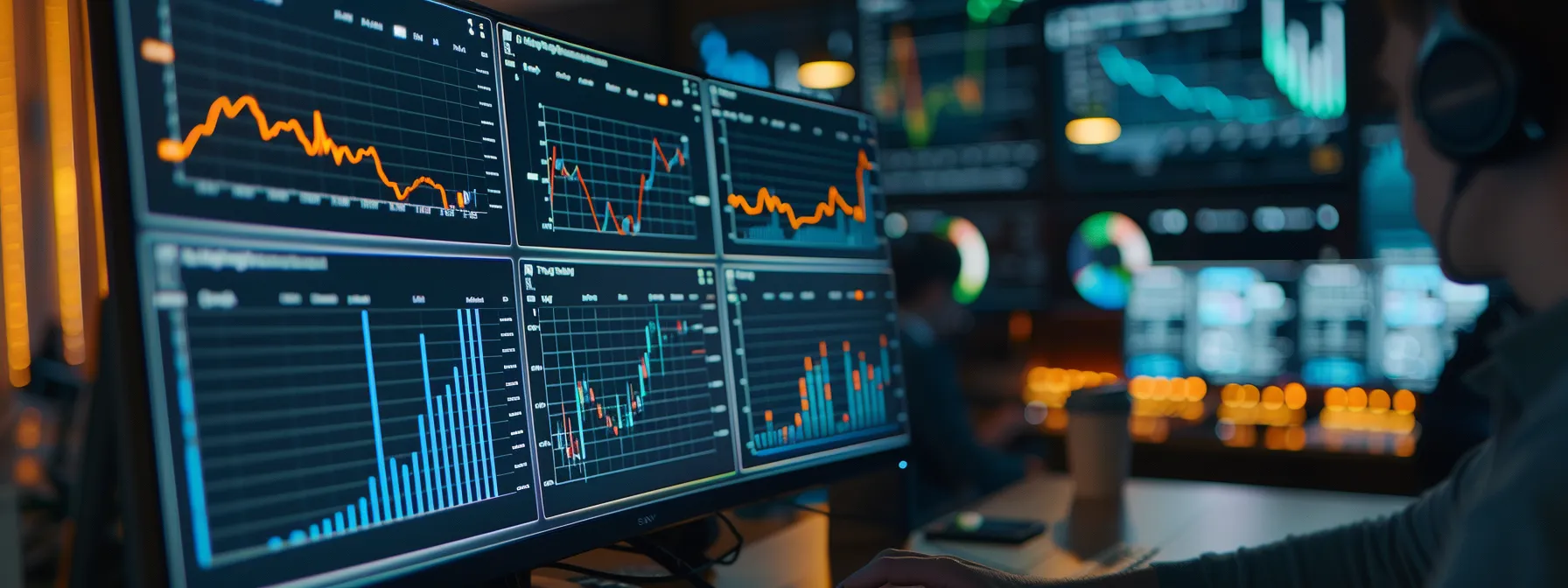 a person analyzing data on a computer screen with charts and graphs showing local seo performance in cypress.