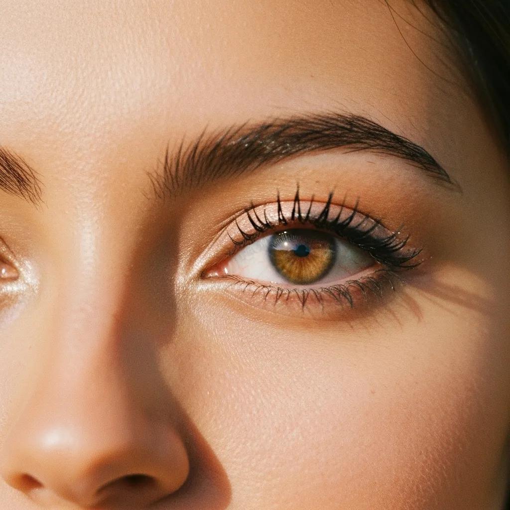 Close-up of beautifully laminated brows showcasing fullness and definition