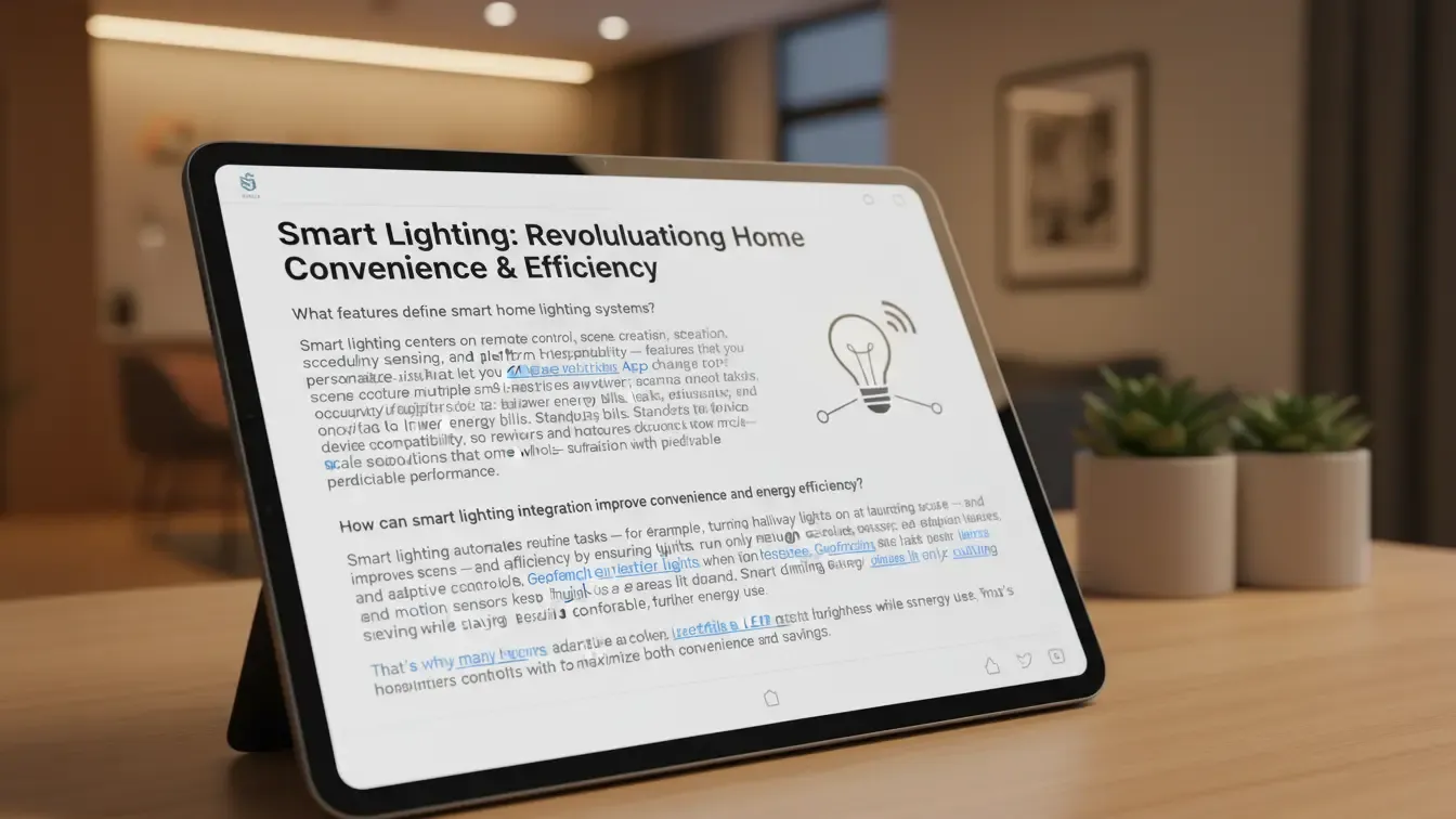 Smart commercial lighting system displayed on a digital dashboard highlighting efficiency, automation, and control