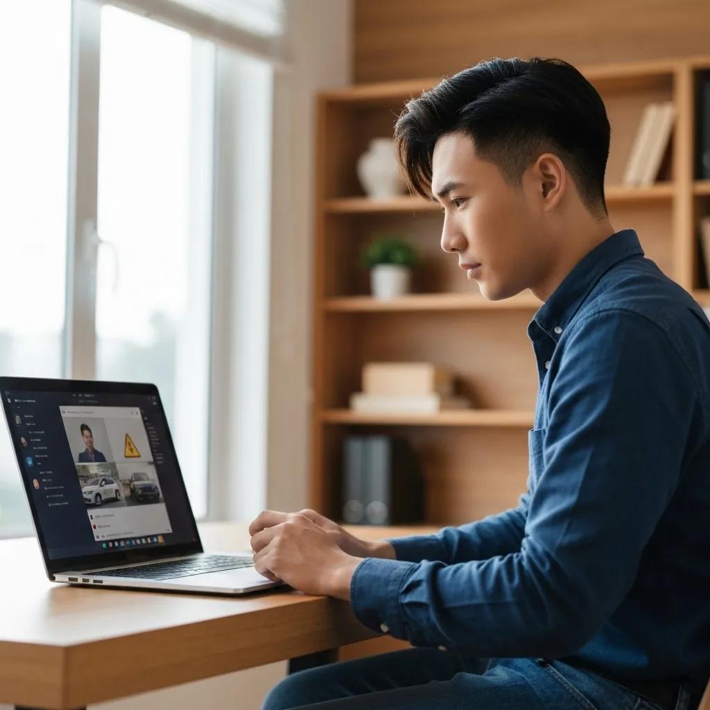 Young adults actively participating in an online driving course, highlighting a modern and engaging learning environment