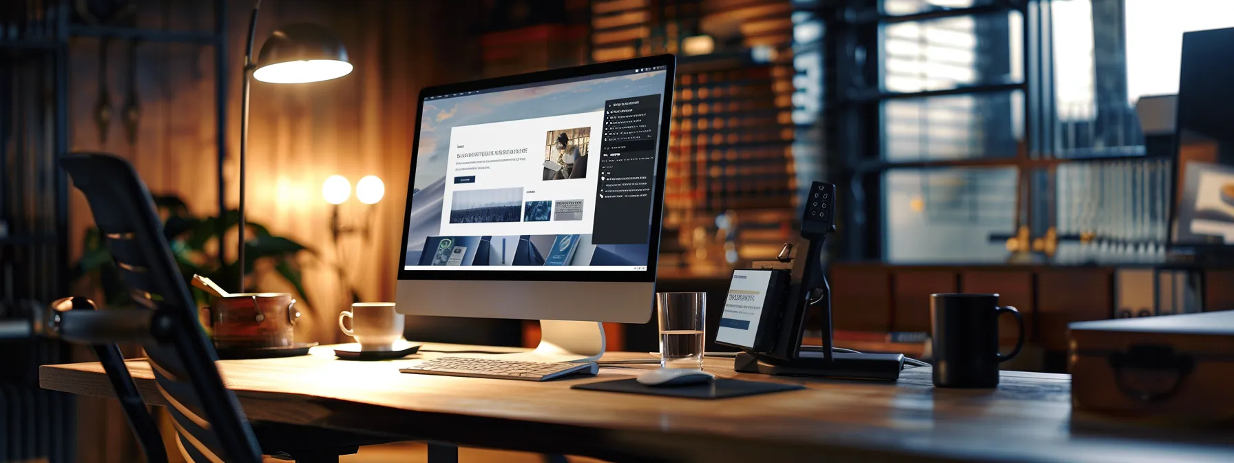 a computer screen showing a sleek, modern website design with engaging, high-quality content to optimize search engine presence.