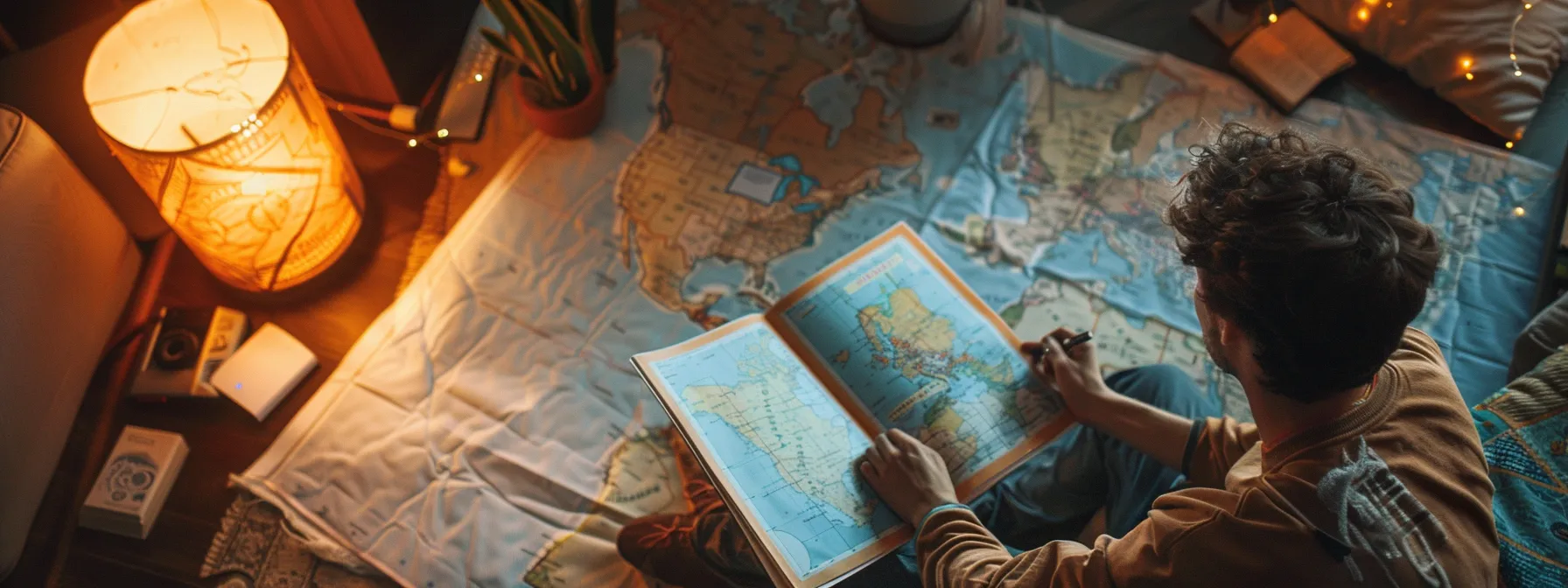 a person studying flood insurance costs on a map of georgia.