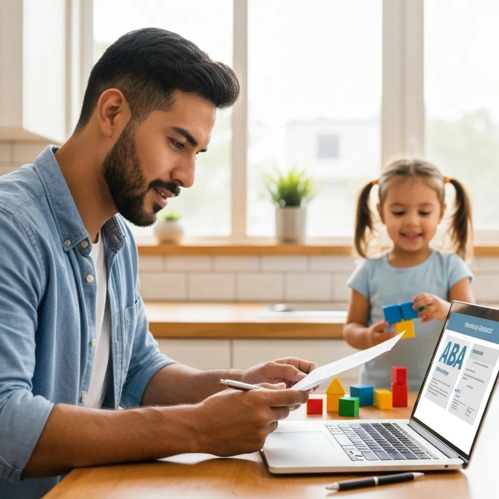 A parent exploring options for ABA therapy costs and financial aid
