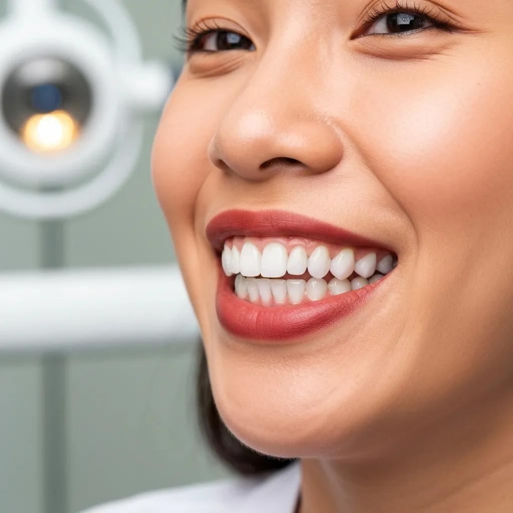 A close-up of a radiant smile, highlighting the brilliant results achieved through professional teeth whitening