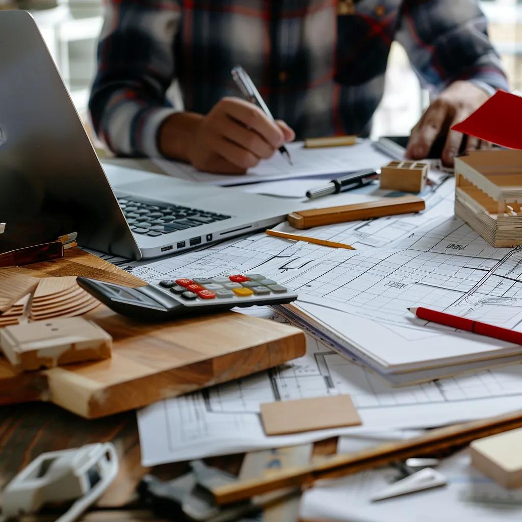 Homeowner reviewing renovation plans and budgets, emphasizing effective planning