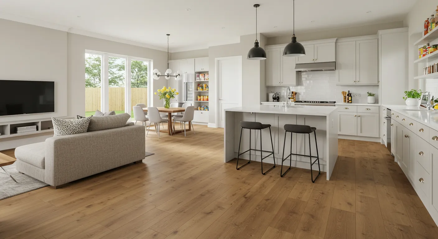 Family-friendly space with new vinyl plank flooring