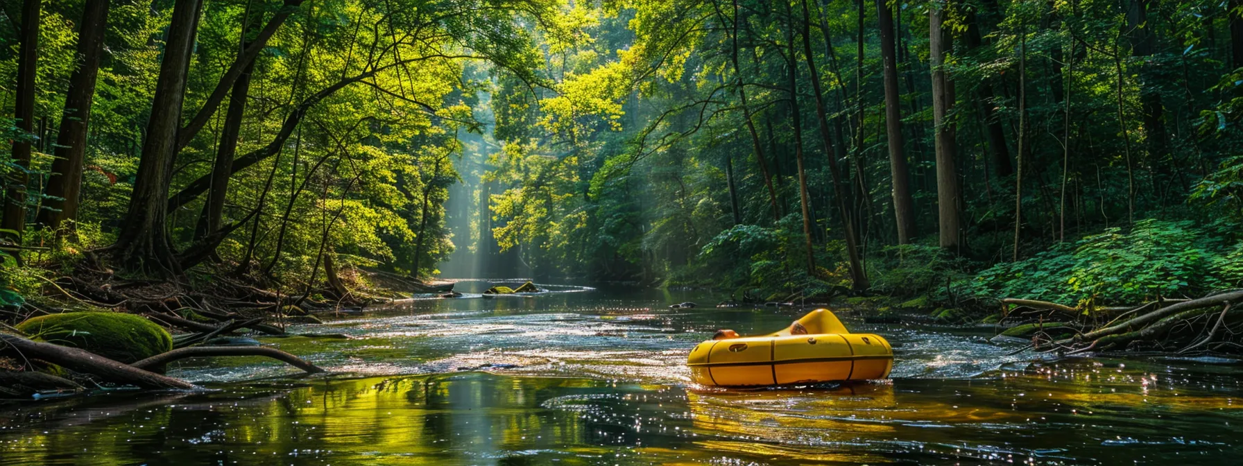 tubing down the chattahoochee river in helen, georgia, surrounded by stunning wilderness landscapes.