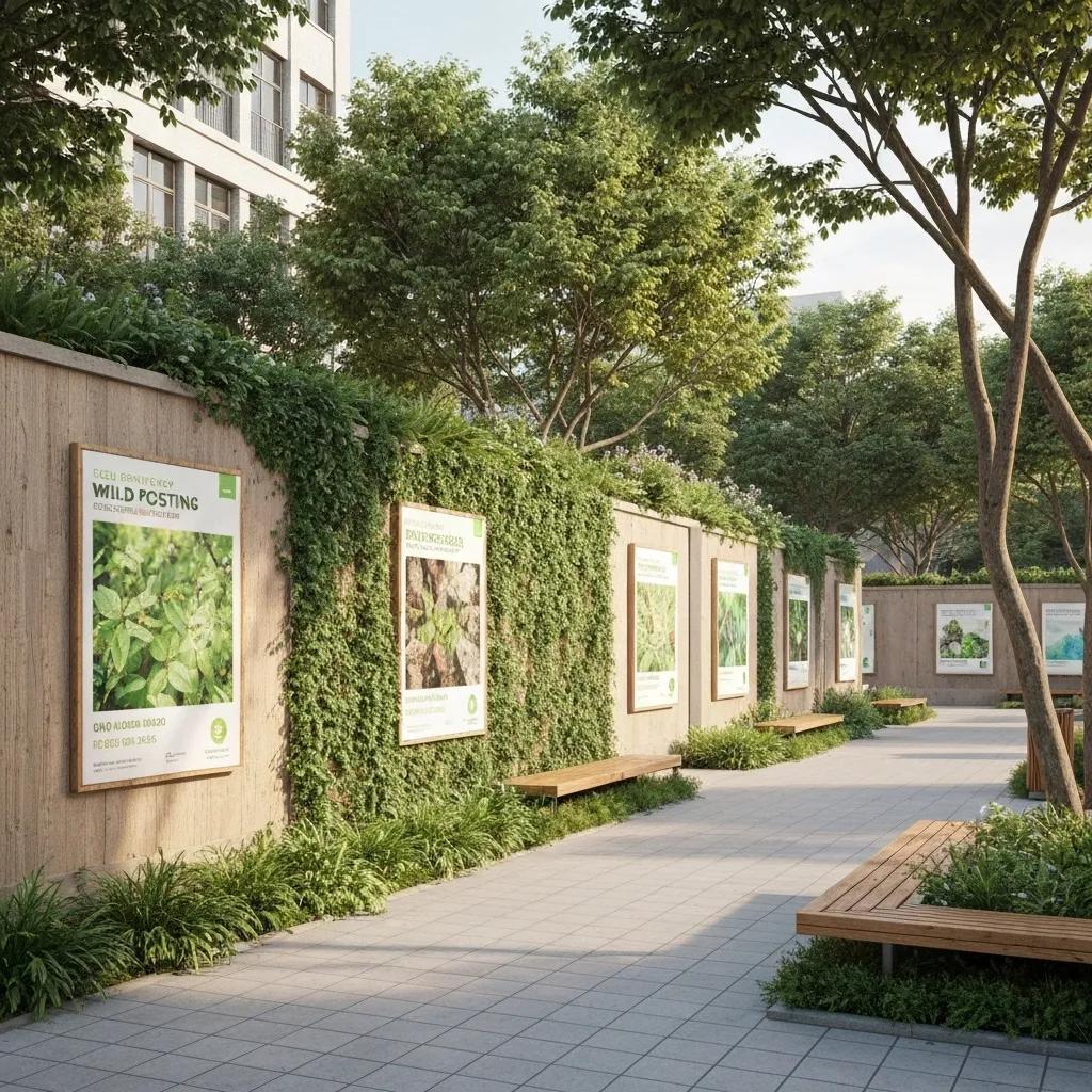 Eco-friendly wild posting designs enhancing urban aesthetics with sustainable materials in a clean environment