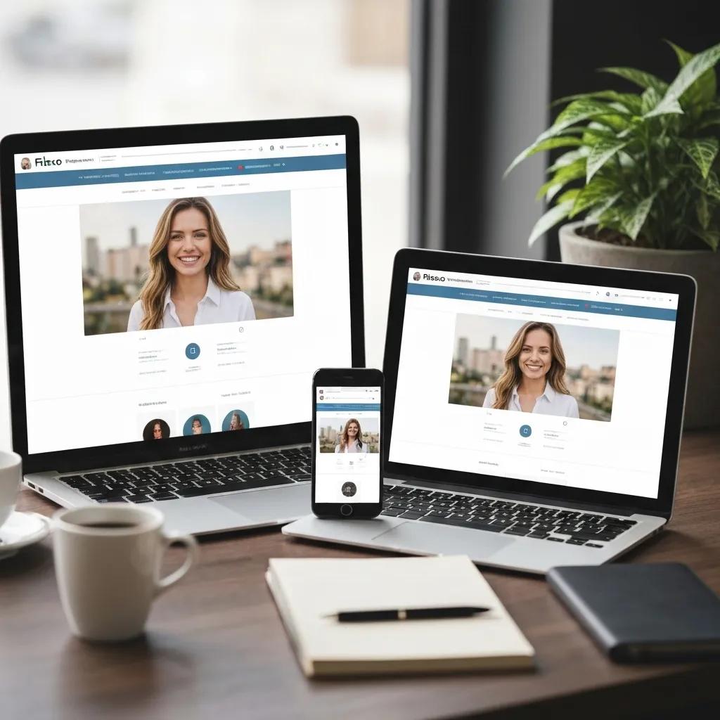 Sleek, adaptable website design showcased across various devices in a comfortable workspace