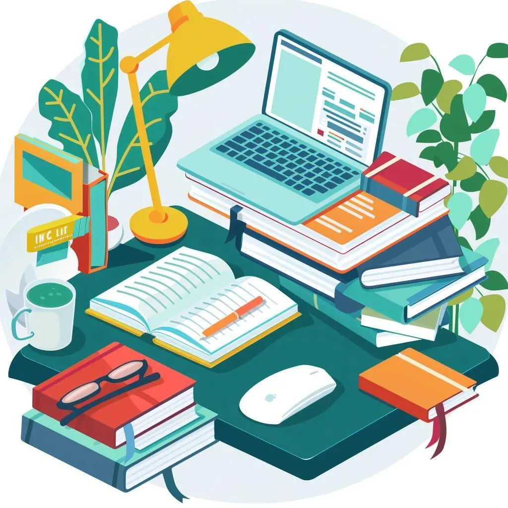Organized study space with educational materials, illustrating the comprehensive curriculum of the IB Diploma Programme Organized study space with educational materials, illustrating the comprehensive curriculum of the IB Diploma Programme