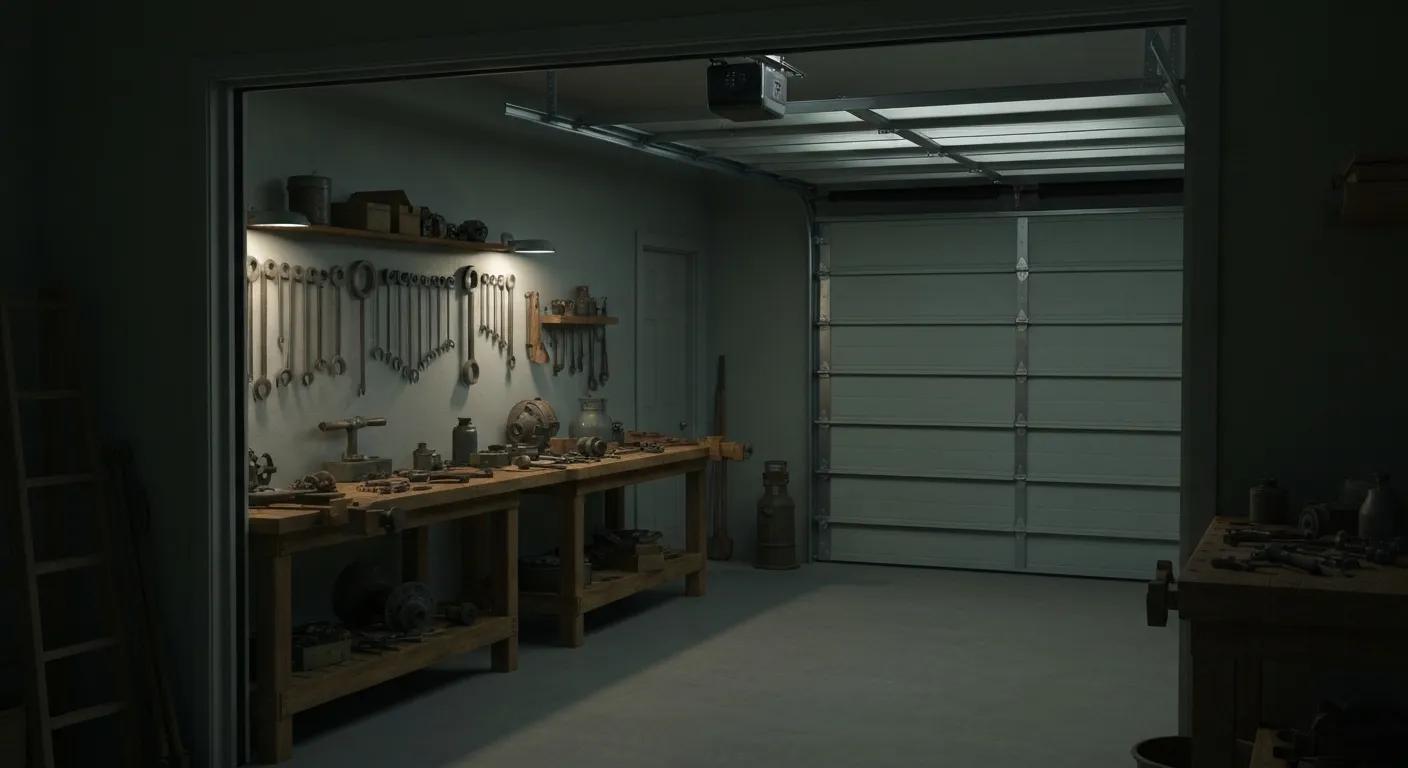 A hyper realistic picture of a garage