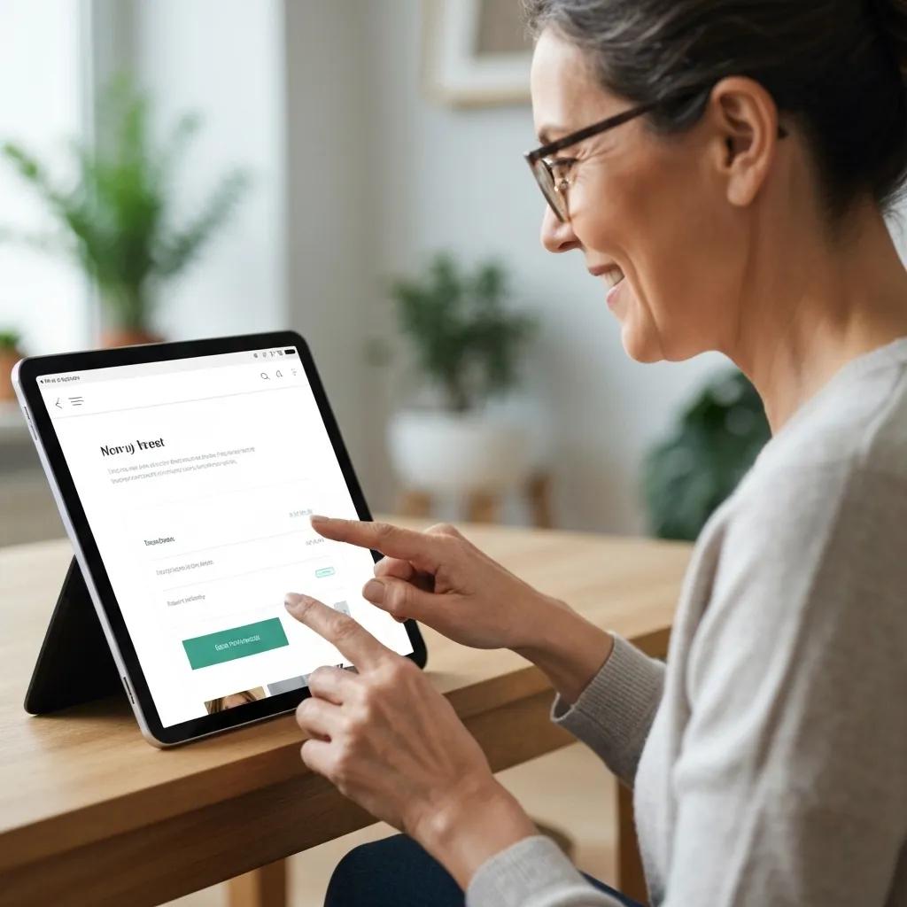 User-friendly website layout on a tablet, showcasing intuitive navigation and clear calls-to-action