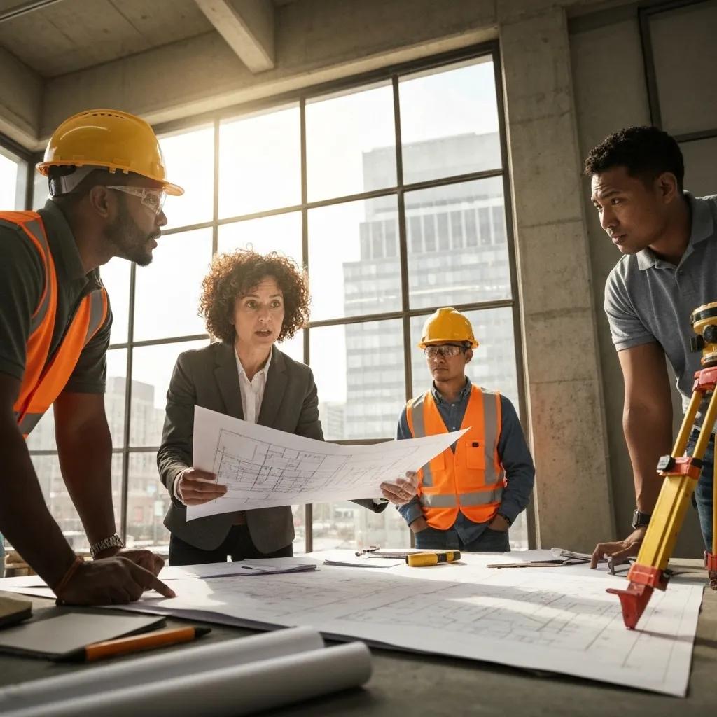 Construction manager discussing cost reduction strategies on-site