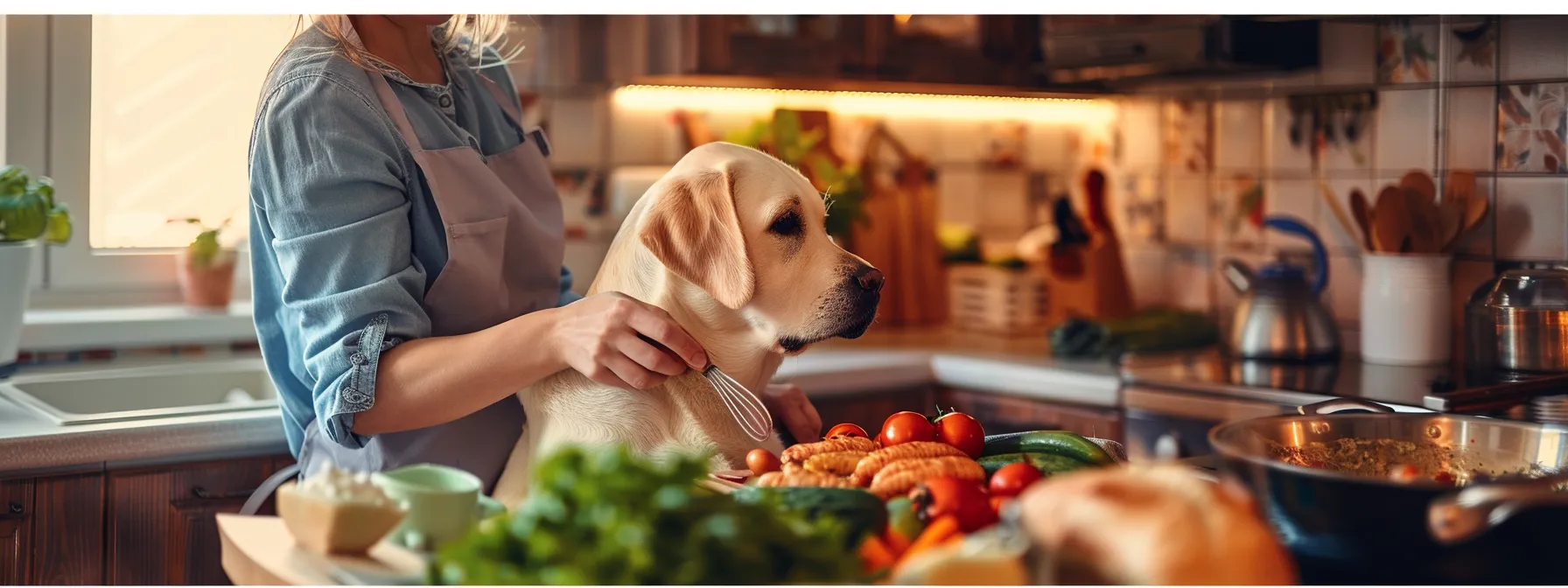 a dog owner preparing homemade hypoallergenic meals for their beloved pet.